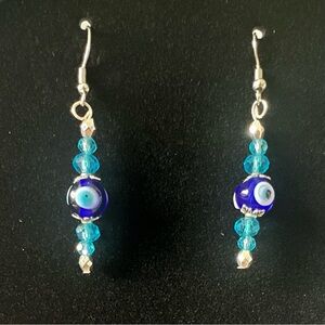 Hand Crafted Blue Evil Eye Dangle Earrings